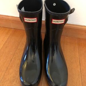 Hunter Wellington rain boots - Black gloss size 7